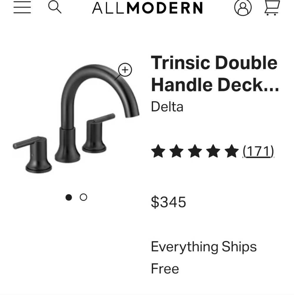 Trinsic Double Handle Deck Mounted Roman Tub Faucet-Delta T2759-BL, Black